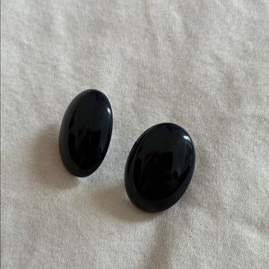 Black Oval Clip-On Earrings